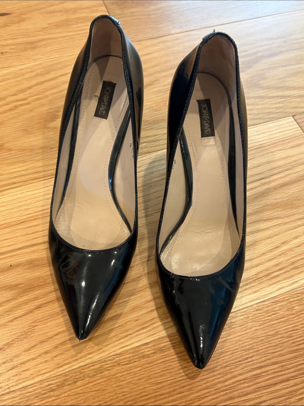 Joan & David Classic Black Patent Pointed Toe Stilettos